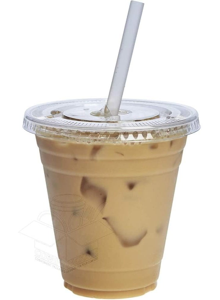 SNH Packing Juice Cup With Lid 12 Ounce Clear Strong Disposable Ideal For Iced Coffee Smoothies Bubble Boba Tea Milkshakes Frozen Cocktails Water Sodas Juices Snacks Dessert and More 25 Pieces - Image 4